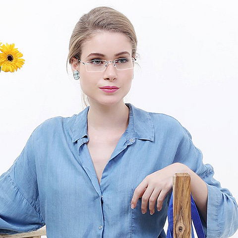 Vincent Chase Online Sky Blue Rimless Rectangle right side Vincent Chase Online Sky Blue Rimless Rectangle right side