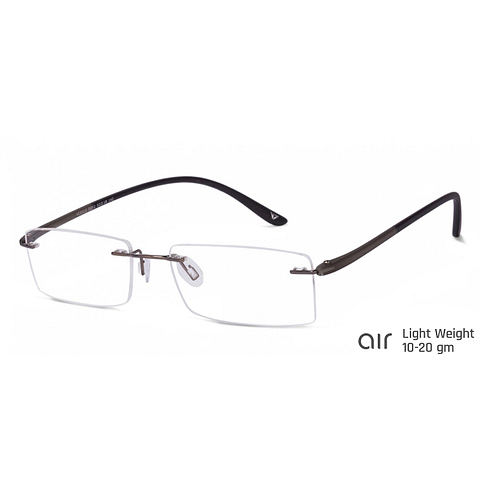 Lenskart Air Online Mid Gunmetal Rimless Rectangle left side Lenskart Air Online Mid Gunmetal Rimless Rectangle left side