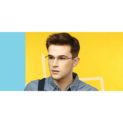 Lenskart Air Online Mid Gunmetal Rimless Rectangle left side Lenskart Air Online Mid Gunmetal Rimless Rectangle left side