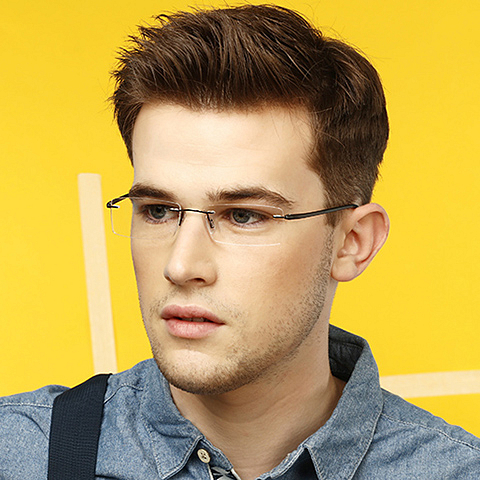 Lenskart Air Online Mid Gunmetal Rimless Rectangle right side Lenskart Air Online Mid Gunmetal Rimless Rectangle right side